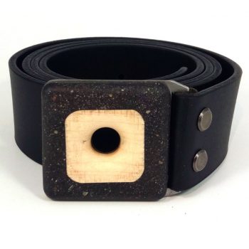 Pásek s přezkou ze dřeva, javor-beton, široký 4 cm, černý