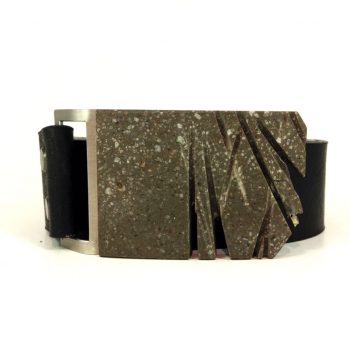 Pánský kožený pásek s přezkou z betonu, široký 4 cm, černý
