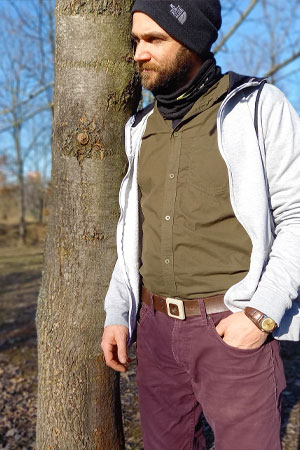 Streetwear pánský kožený pásek hnědý, širokký 4 cm, s přezkou ze dřeva a bílého betonu využití: pánské pásky a opasky, kožené pásky s přezkou FOP belts